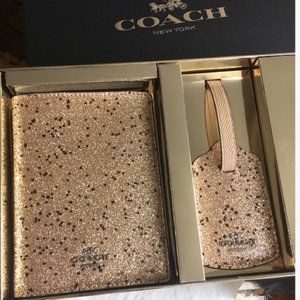 Coach Star Glitter Travel Set Passport Case & Tag